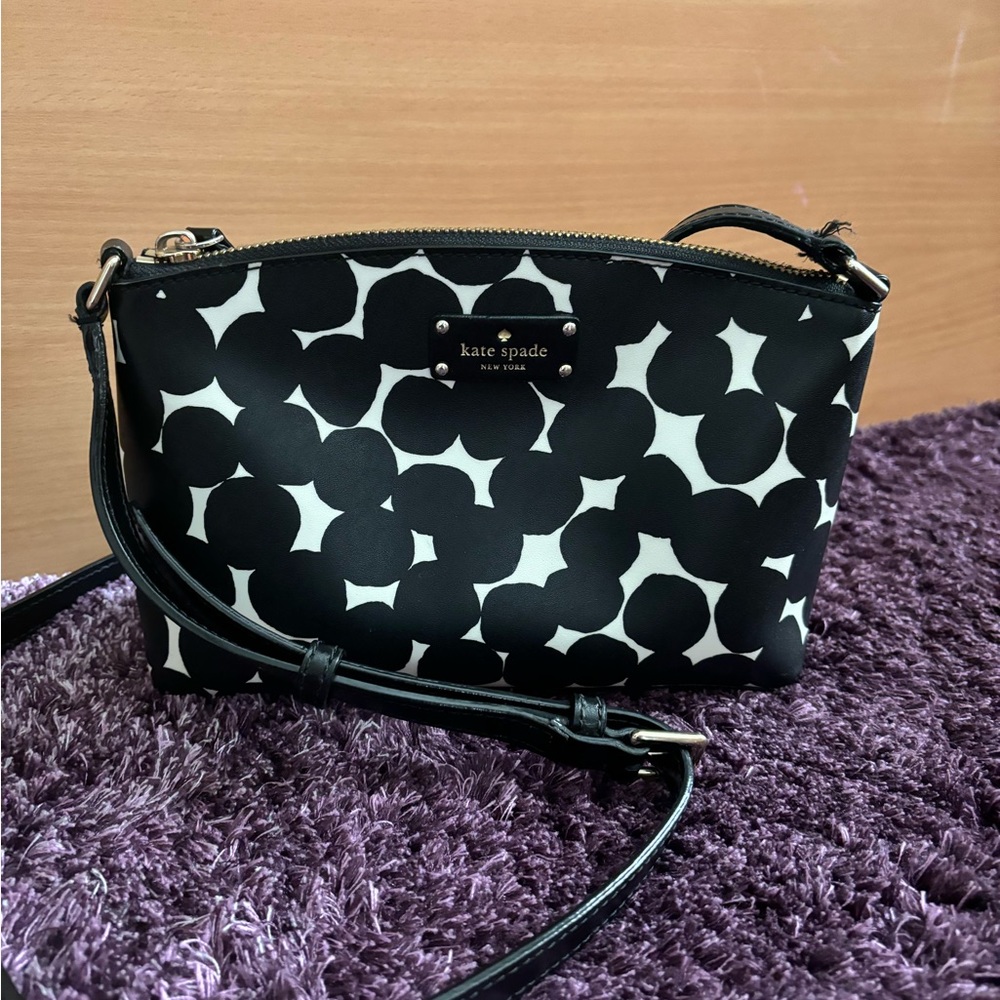Kate Spade Black and White Leather Crossbody